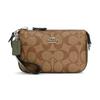 COACH Nolita Coated Canvas Leather Pochette , Shoulder Bag , Clutch , Wallet Small Women's Dark Brown Multicolor (Unisex) Wallets