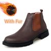 Genuine Leather Men Chelsea Boots Wedding Dress Shoes for Male Formal Business Men's Ankle Boots Winter Handmade Warm Footwear