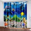 Undersea World Series Deluxe Living Room Bedroom Decoration Sunshade Curtains 2 Pieces of Hook Piercing