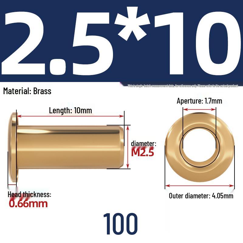 Pure Brass Hollow Rivets & Copper Eyelets Fasteners M1.3–M5