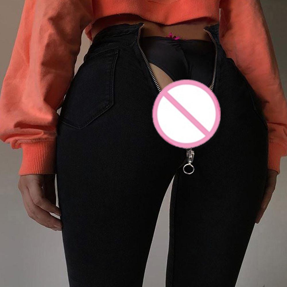 SSR. New Women's Fashion Sexy Jeans Back Zipper Stretch Skinny Jeans High Waist Trousers Pencil Pants