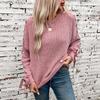 Autumn Winter Vintage Loose Long Sleeve Top Solid Color Cardigan Knitwear O-Neck Sweater