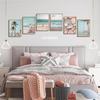 6Pcs Pink Coastal Beachy Wall Art Coastal Granddaughter Ocean Preppy Room Wall Decor Beach Aesthetic Paintings Pictures Posters Prints Artwork for