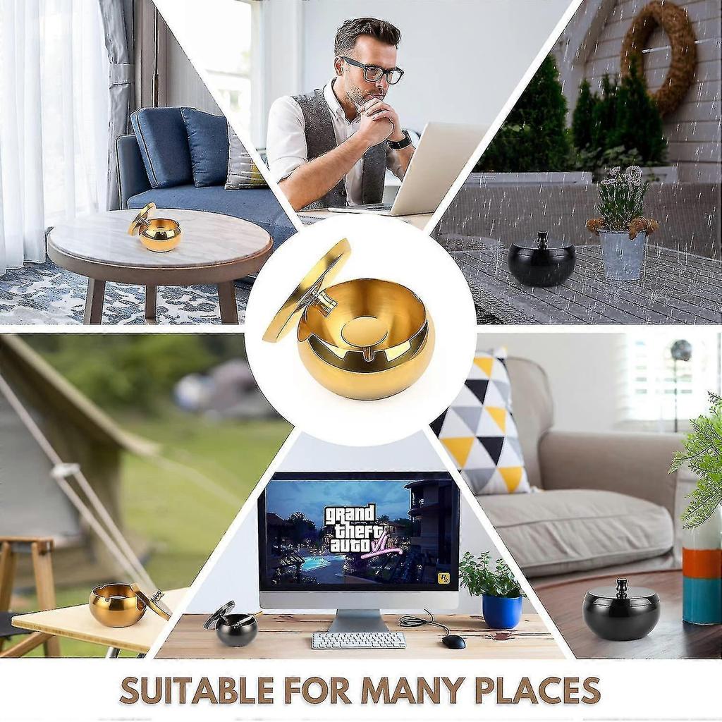Ashtray, Large Xxl Outdoor Ashtray, Ultra Resistant Ashtray, Gold