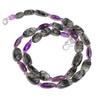 Natural Black Rutile Amethyst Gemstone Mix Smooth Beads Necklace 17" UB-4014 UB-4014