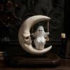 Personalized Birthday Present Halloween Ghost Swing Figurine, Spooky on A Moon Statue, Niche Home Accents Resin Gothic Decoration for Desktop, Mantel,