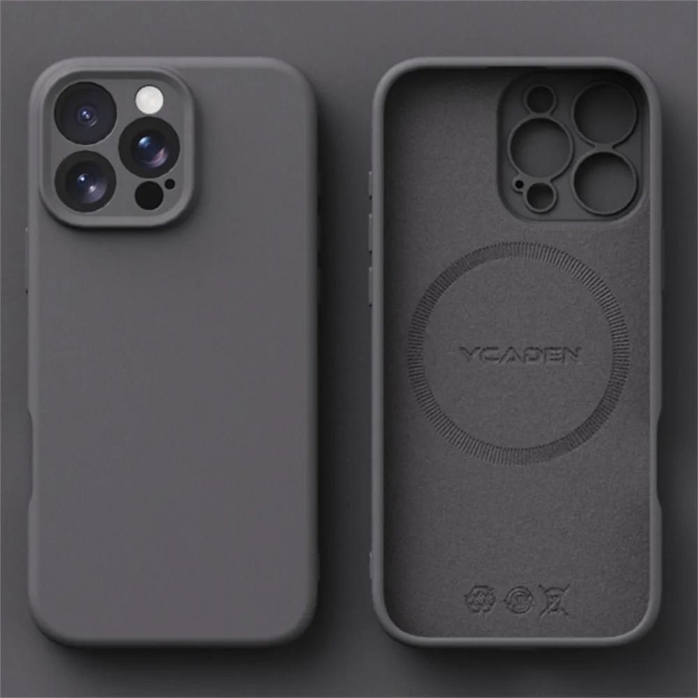 Роскошный Мягкий Силиконовый Чехол с MagSafe Для iPhone 16 15 14 12 11 13 Pro Max 16 Plus 16E Беспроводная Зарядка Ударопрочный Матовый Конфетный Чехол