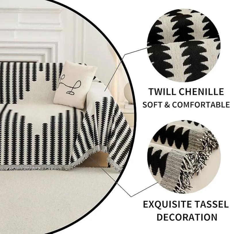 Полотенце для дивана в скандинавском стиле из шенилла с кисточками в стиле бохо с геометрическими узорами для гостиной, повседневные чехлы для дивана, одеяла для кроватей