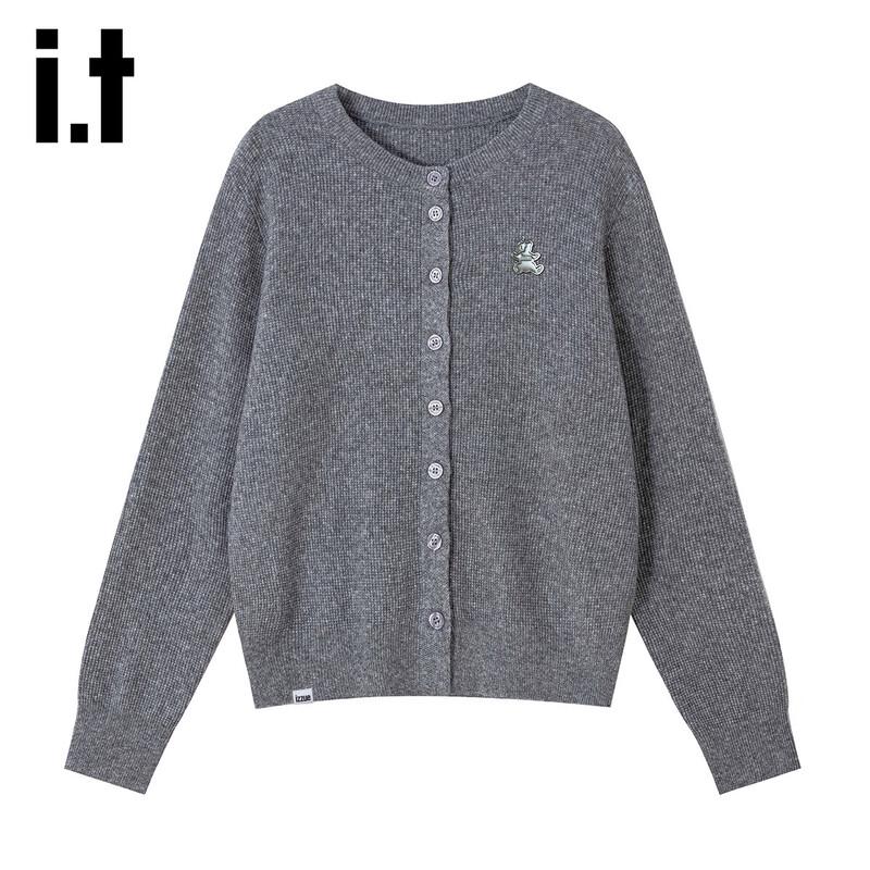 Женский вязаный кардиган Izzue с капюшоном и однобортной застежкой