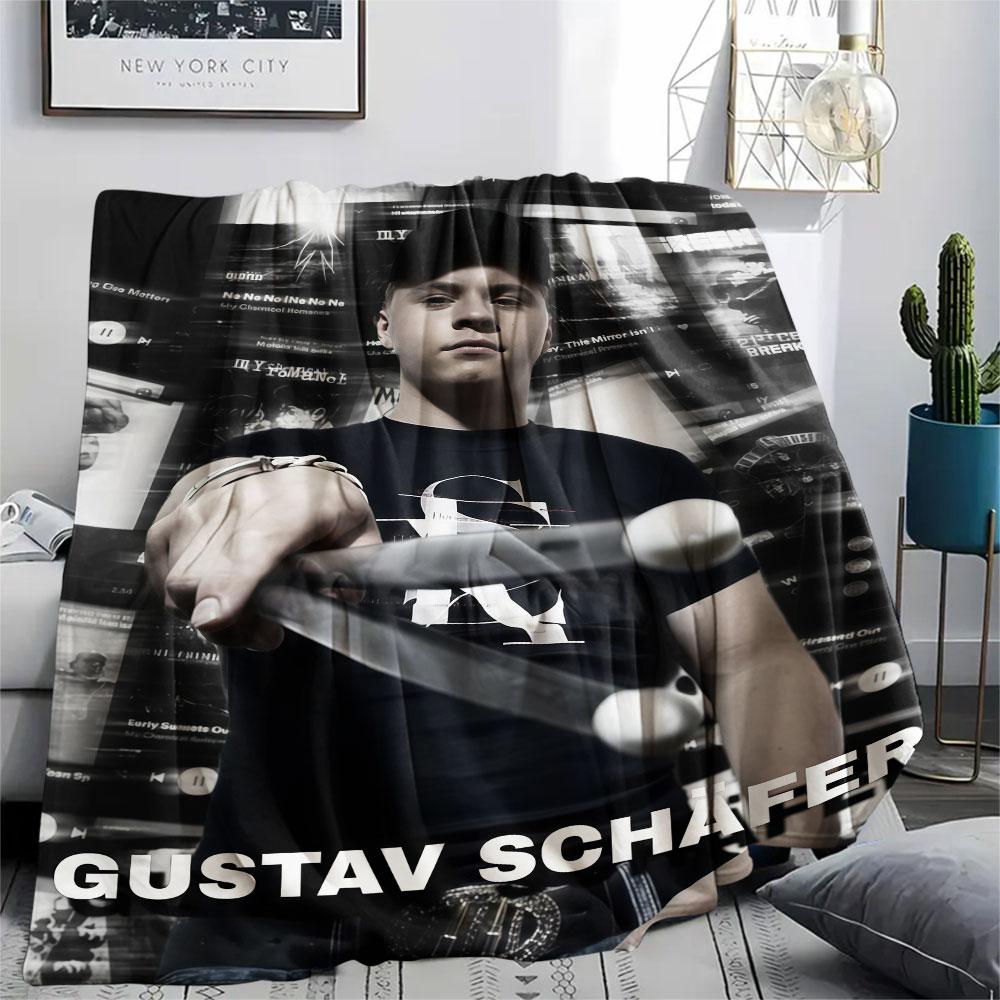 Gustav Schafer Printed Flannel Blanket, soft throw for bedroom sofa, washable, fan merchandise, great gift.