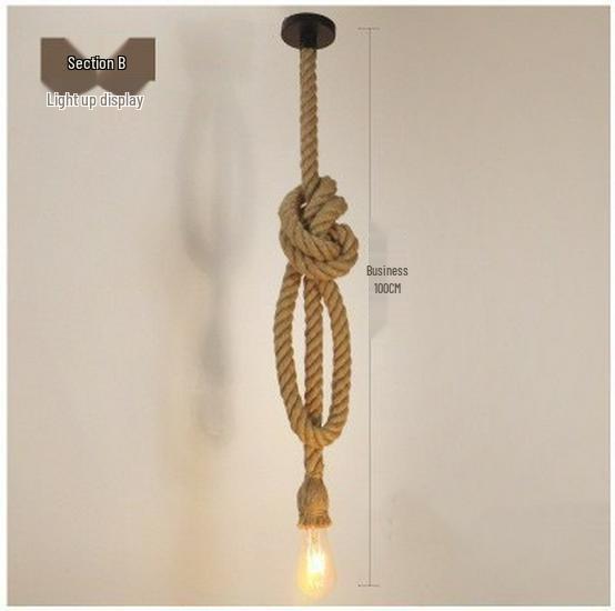American Retro Hemp Rope Pendant Lamp for Restaurants, Hotels, Shops, and Bars