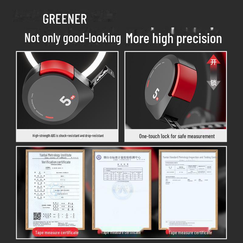 Износостойкая высокоточная рулетка Green Forest - 3 м/5 м Mini, с защитой от порезов