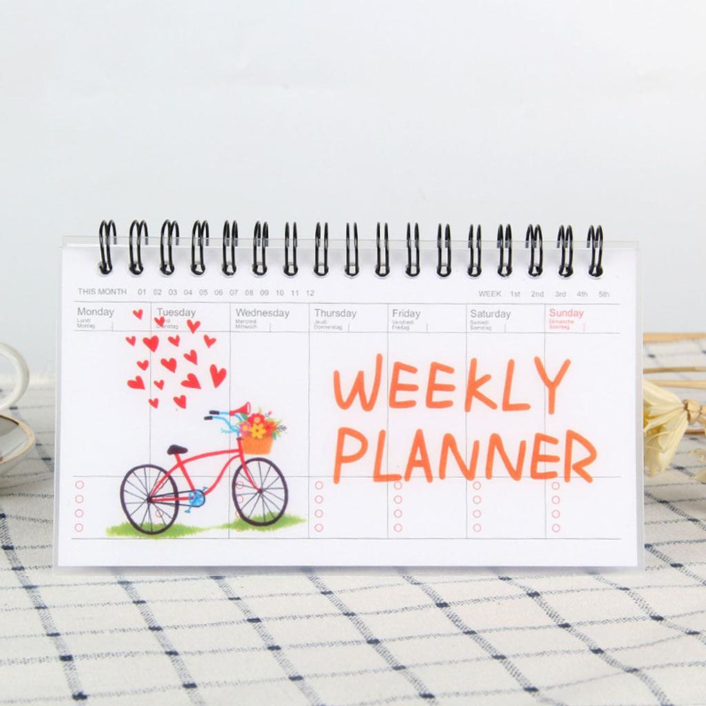 Notebook Up-turning Student Notebook Cartoon Weekly Planning Tearable Schedule Book