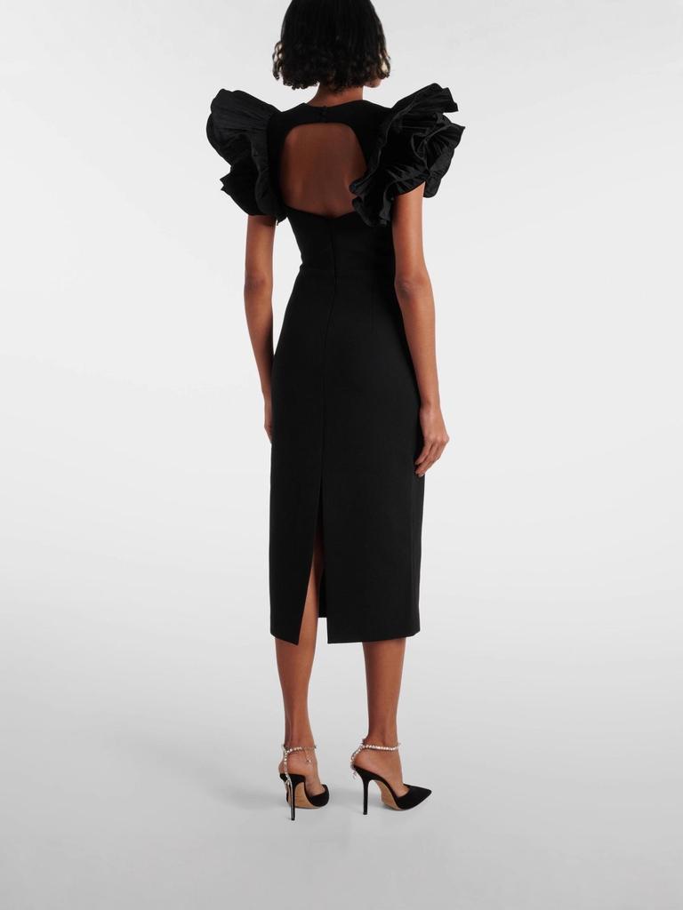 Женское элегантное платье-бодикон с сетчатыми рукавами-рюшами и открытой спиной