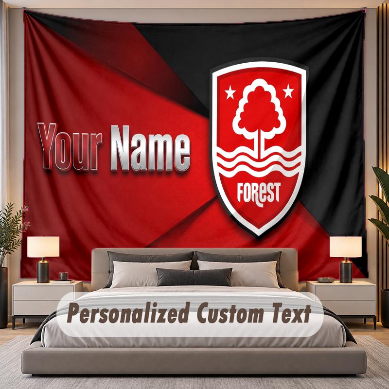 Custom Name Text Tapestry Nottingham Forest Personalized Polyester Wall Tapestry For Bedroom And Room