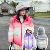 Winter New Korean Version of Medium and Long Fashion Gradual Change Color Matching Hooded Thickened Warm Children's Down Jacket