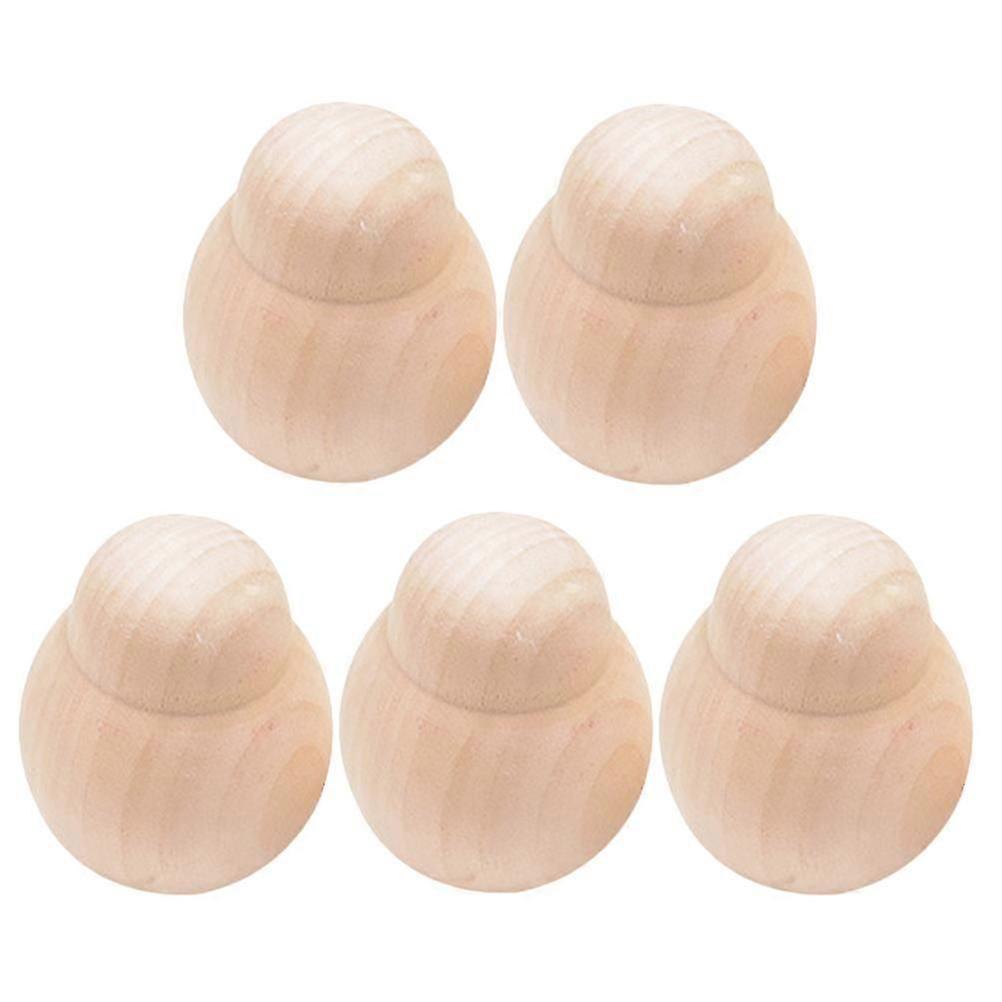 Unfinished Wood Crafts Wooden Blank Dolls Diy Unfinished Dolls Handcraft Supplies Smooth Surface Durable Wood 4.80X3.70X3.70CM 5Pcs