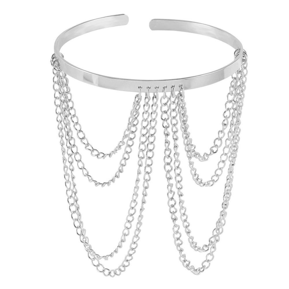 Gold Color Arm Bangles Open Adjustable Chain Pendant Bangle Party Accessories