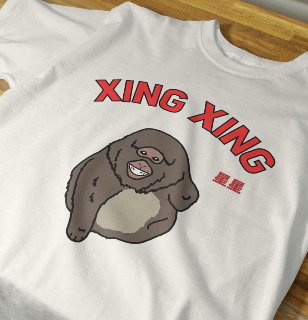 Унисекс Футболка Xing Xing Обезьяна Улыбающаяся, Футболка с обезьяной, Футболка с мемами, XingXing Однорукая обезьяна, Тибетский макак