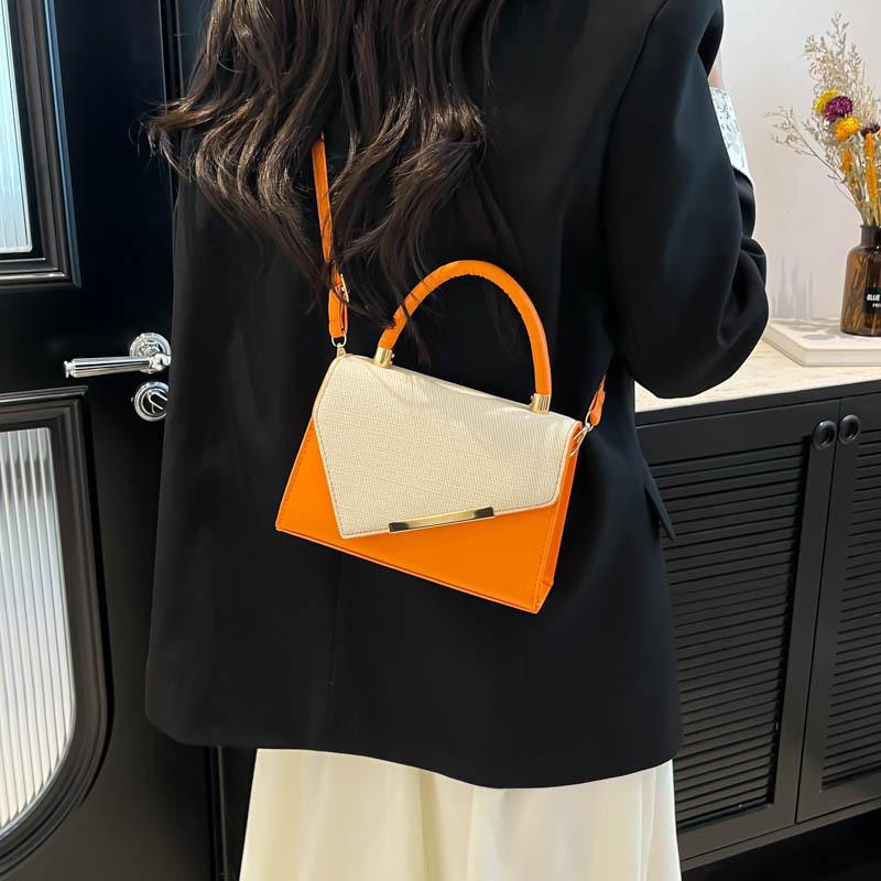 Luxury Light Splicing Contrasting Color Crossbody Bag With Buckle Magnetic