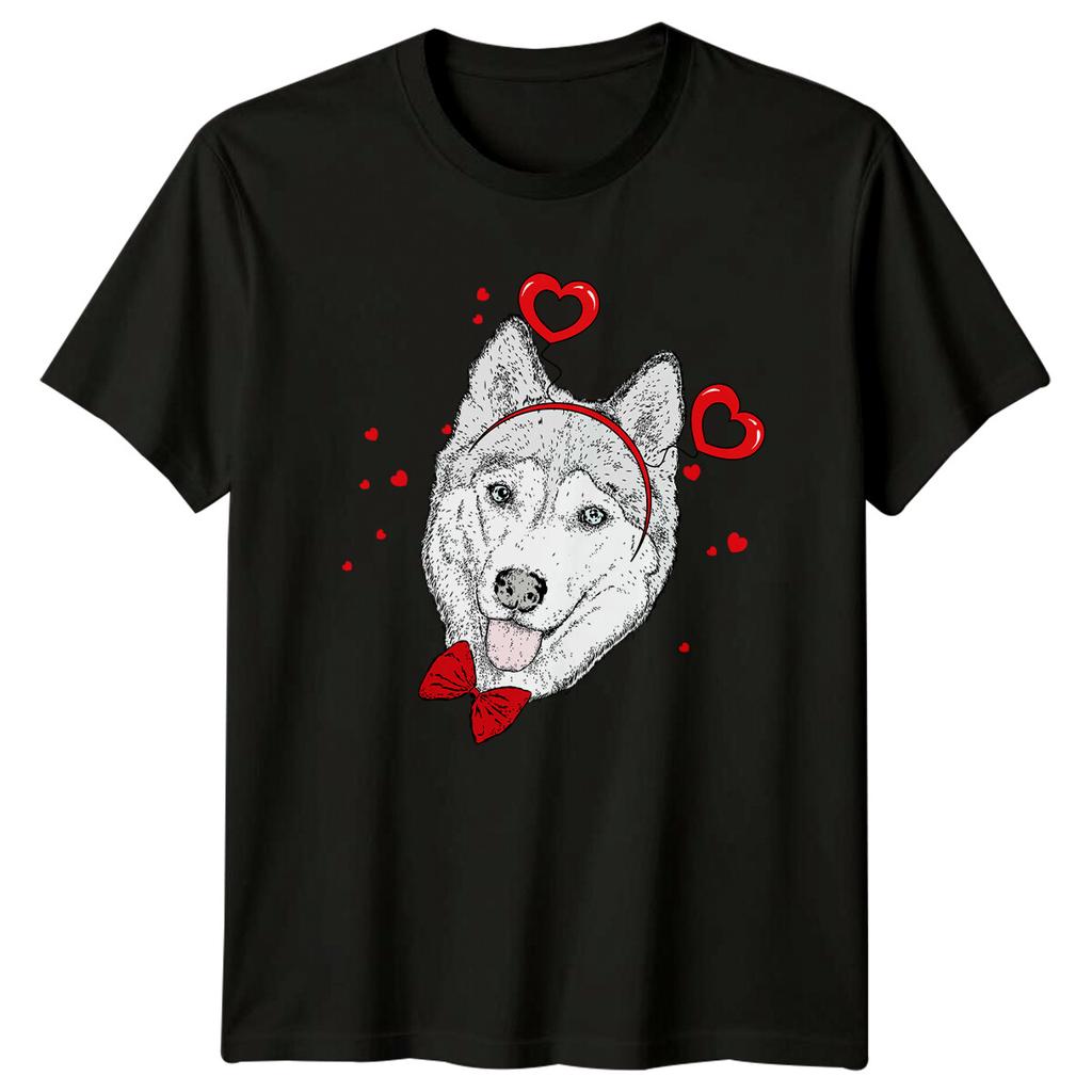 Husky Dog With Hearts Animal Unisexs TShirt Unisexs Graphic Tee Unisex Top