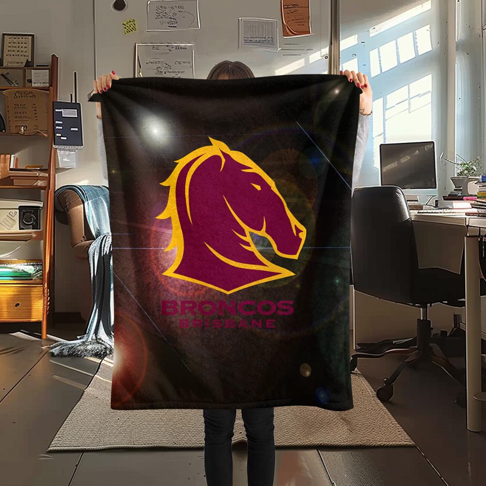 Brisbane Broncos Print Flannel Blanket, High quality Comfortable for All Seasons, Home Decor, Warmth and Comfort