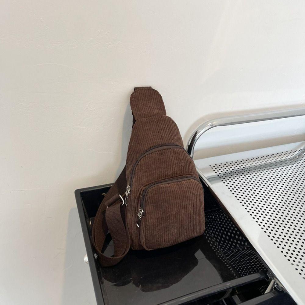 Schoolbag Corduroy Crossbody Bag Shoulder Bag Waist Bag Casual Corduroy Chest Bag Outdoor