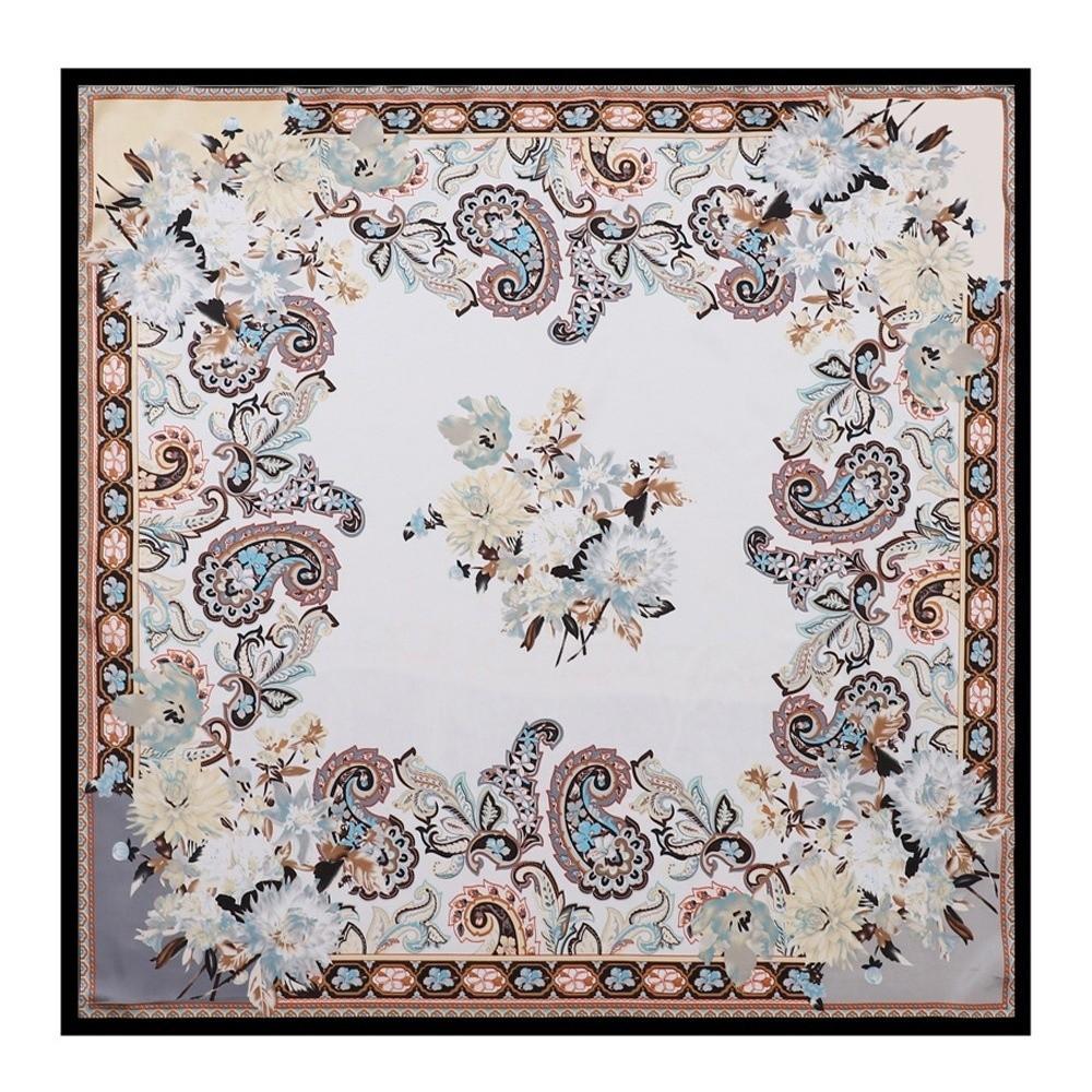 Floral Printed Women's Scarf Bohemian Neckerchief Hijab Silk Scarf Square Shawl Sunscreen Cover