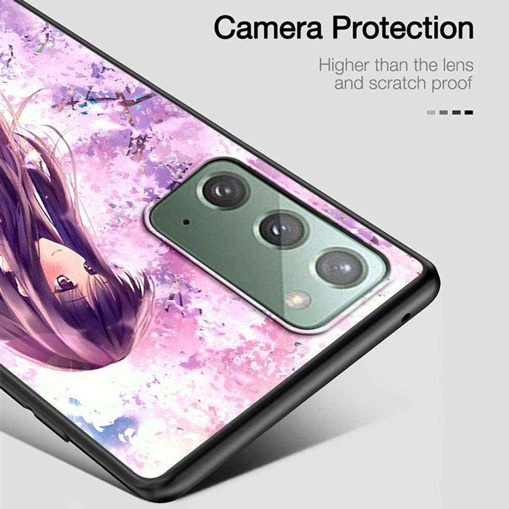 Аниме Чехол Девушка с цветущей сливой и вишней для Samsung Galaxy Note 20 Ultra 10 Lite 9 8 A12 A52 A51 S20 FE Черный Мягкий Чехол для телефона