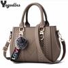 Вышивка Сумки-мессенджеры Женские Кожаные Сумки Сумки для Женщин Sac a Main Женская Сумка с Меховым Помпоном
