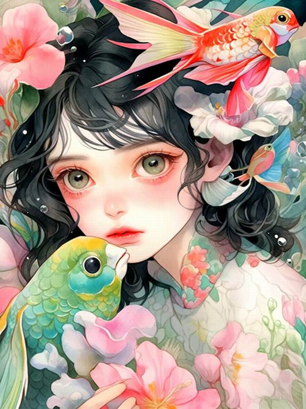 Алмазная картина с изображением девушки из мультфильма, новые поступления, Diy, полная квадратная круглая дрель, стразы, вышивка, цветы и птицы, мозаика, наборы для вышивки крестом, декор стен