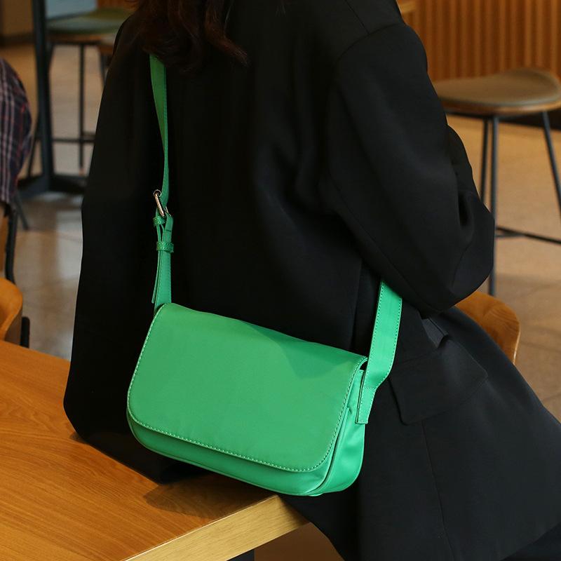 Neutral Soft Leather Solid Color Texture Small Square Bag Retro Style Simple Commuting Versatile One-shoulder Handbag