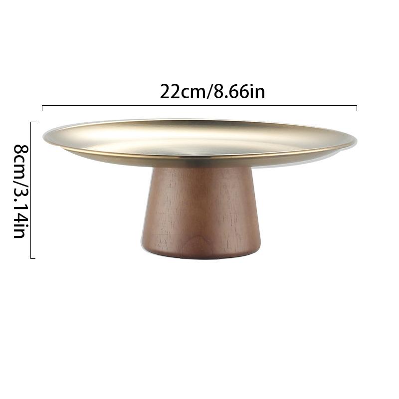 Деревянная основа легкая роскошная простая тарелка для фруктов из нержавеющей стали с высокими ножками