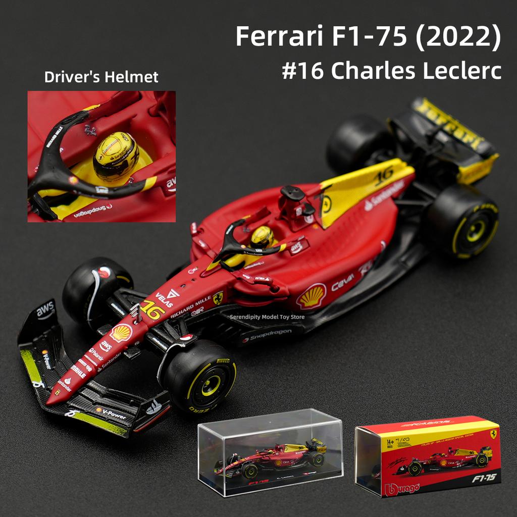 Bburago 1:43 Ferrari 2022 F1-75 #16 F1 Formula Car Die Cast Vehicles Collectible Model Racing Toys Acrylic Box