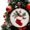 4 Sets Embroidery Starter Kit Christmas DIY Needlepoint Kit for Beginners Adults