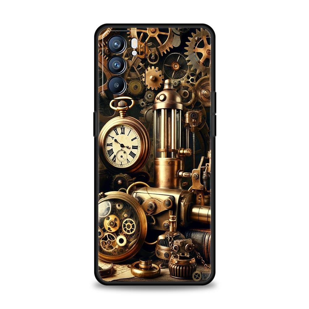 Механический узор шестеренки Чехол для телефона Для Oppo A17 A31 A54 A57 A78 A79 A98 Find X5 X6 Reno 6 7 8 10 11 12 13 F Pro Мягкий ТПУ Чехол