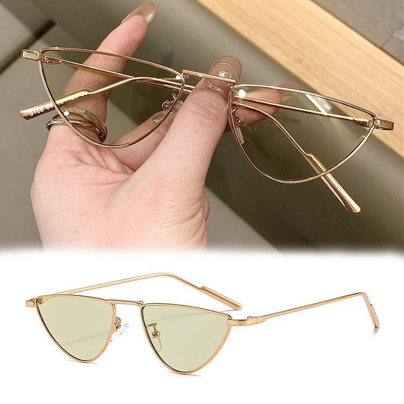 Vintage Korean Cat Eye Small Frame Sunglasses For Women Men Metal Fashion Multicolour Eyeglasses Outdoor UV Protection Shades Sunglasses