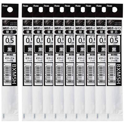 PENTEL Стержни для шариковых ручек XBXM5H-A 0,5 Черные, Упаковка 10 шт.