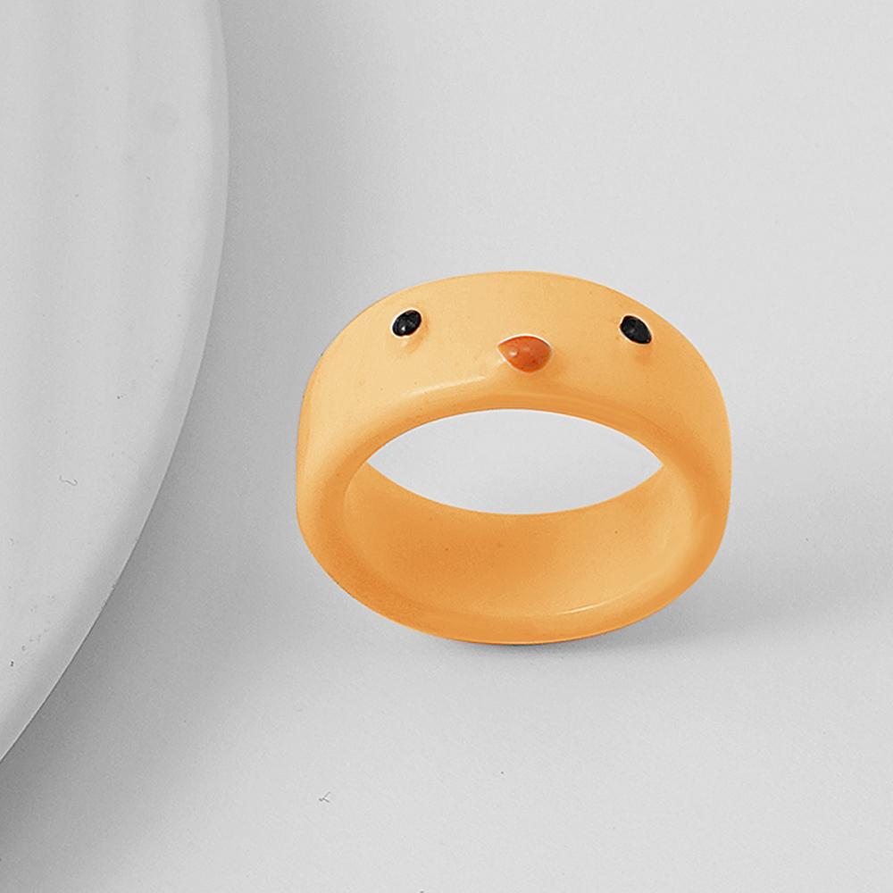 Мультяшное студенческое кольцо, женское кольцо, кольцо для пары, цветное акриловое кольцо с лягушкой и курицей