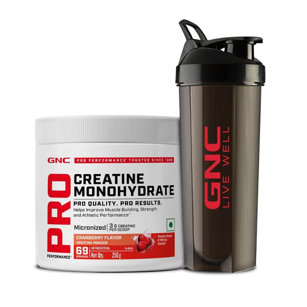 GNC Pro Performance Креатин Моногидрат с Черным Шейкером - 3000 мг Креатина на Мерную Ложку | Микронизированный для Более Быстрого Всасывания | Повышает Энергию, Мышцы V