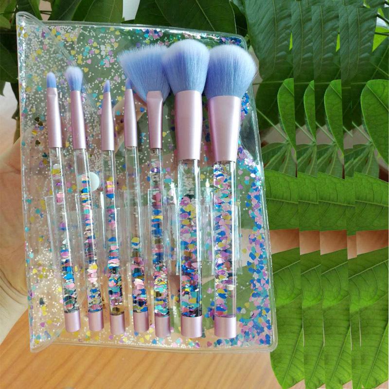 Новинка, 7 шт., набор кистей для макияжа с прозрачными кристаллами и блестками, алмазной ручкой, зыбучие пески, жидкая маслянистая ручка, косметический макияж
