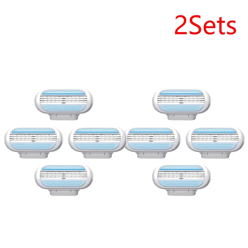 4-20 шт. Лезвия для бритья для женщин Безопасная точилка для бритвы Для лезвия бритвы 3-слойная сменная головка Для красоты Удаление волос Лезвия