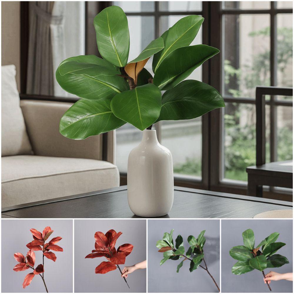 Red Green Artificial Magnolia Leaves Floral Arrangement Faux Magnolia Branch Wedding