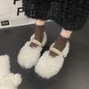 Fashion 2024 New Winter Warm Plush Women's Outdoor Flat Shoes Plush Rhinestone Buckle Fashion Women's Shoes Luxury Designer Shoes
