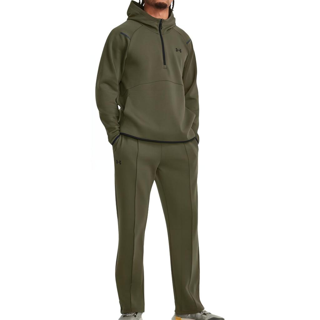 Under Armour Однотонная толстовка с логотипом бренда и полумолнией, мужские толстовки с капюшоном, зеленая 1379811-390