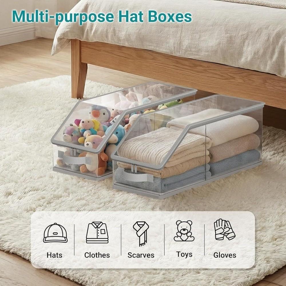 Stackable Baseball Hat Storage Box Foldable Dustproof Storage Box New Cap Organizer Home