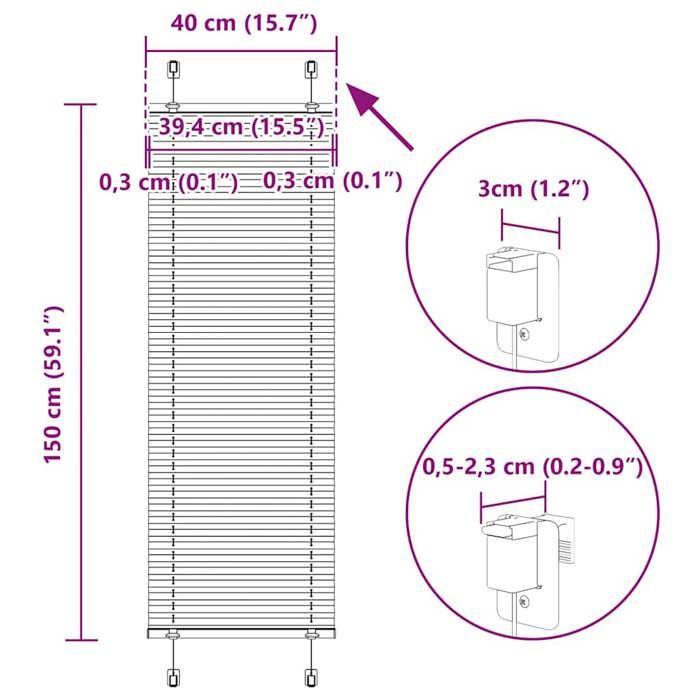 VidaXL Store Plissé Blanc 40x150 Cm Largeur Du Tissu 39,4 Cm Polyester, Store Plissé De Fenêtre, Store Accordéon, Store 4015488