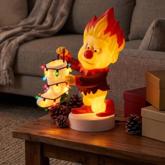 Soft Warm Lighting Christmas Cartoon Figure Night Light, Resin Light LED Lamp, Stable Holiday Party Decor Base Desktop Ornament for Bedroom