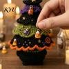 DIY Holiday Tree Materials Halloween Crochet Kit, Black Cat Pumpkin Witch Crafts Hat Ghost Crafting Kit for Home Decor, Handmade Gift Patterns