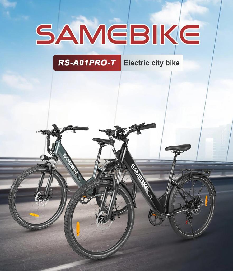 SAMEBIKE 26" City Electric Bike, 500W Motor, 36V 15Ah Lithium Battery, Commuter E-Bike with Rear Rack